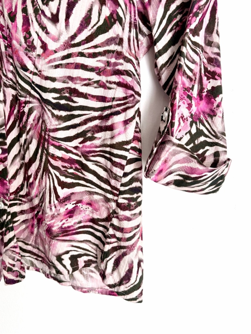 Y2K Animal Print - 100% Cotton - Button Up Blouse - M - Picture 5 of 7